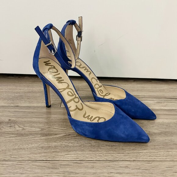 Sam Edelman Royal Blue Suede Harlow Pump Heels Size 8.5 - Picture 2 of 10
